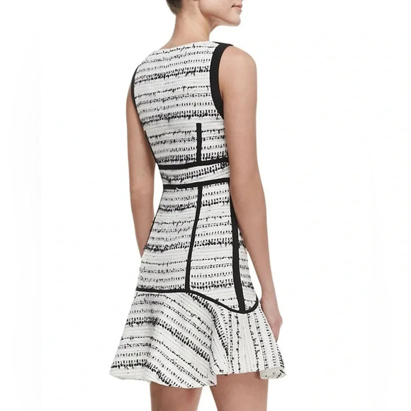 Rebecca Taylor Raffia Tweed Full Front Zip Dress - White/Black - Size 8 - EUC - Picture 2 of 9